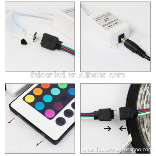 5M SMD 5050 RGB LED Flexible Strip tape Light complete Kit 300LEDs 60LEDs/M with 44Keys IR Remote Controller